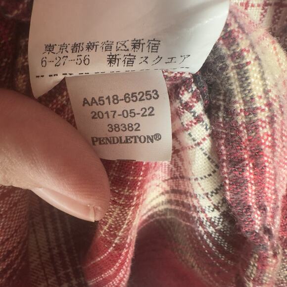 Pendleton Men’s L Red Plaid Long Sleeve Button Front Flannel Shirt 100% Cotton - Picture 9 of 10